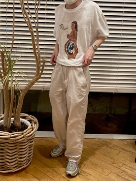 「ISSEY MIYAKE（イッセイミヤケ）のアイテム（チノパンツ）」を使った、ムラタさん（メンズ・168cm）の夏コーディネート