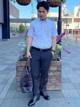 「ビジネス」｜「アイテム（その他シューズ）」を使った、北村さん（メンズ・164cm）の春コーディネート