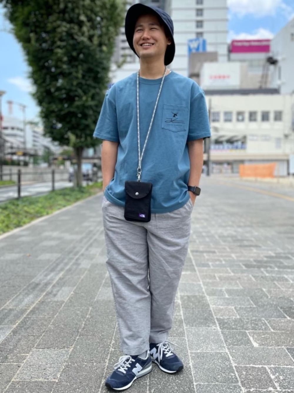 「スニーカー、ニューバランス、Tシャツ/カットソー、under165、ぱんつ、■THE NORTH FACE、CAPTAIN STAG、ザ ノースフェイス パープルレーベル、ジョナス クレアッソン」｜「NEW BALANCEの[ ニューバランス ] New Balance CM996 BG/BN スニーカー（スニーカー、ブルー系）」を使った、北村さん（メンズ・164cm）の夏コーディネートの1枚目の写真