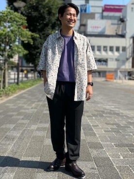 「☆柄シャツ」｜北村さん（メンズ・164cm）の夏コーディネート