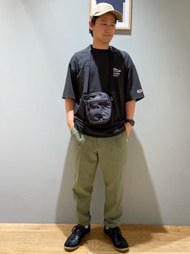 「FRUIT OF THE LOOM（フルーツオブザルーム）のアイテム（トップス）」を使った、北村さん（メンズ・164cm）の夏コーディネート