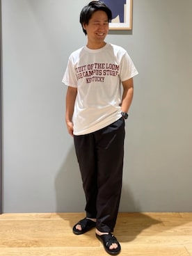 「FRUIT OF THE LOOM（フルーツオブザルーム）のアイテム（トップス）」を使った、北村さん（メンズ・164cm）の夏コーディネート