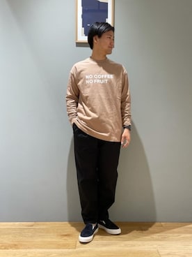 「FRUIT OF THE LOOM（フルーツオブザルーム）のアイテム（トップス）」を使った、北村さん（メンズ・164cm）の夏コーディネート