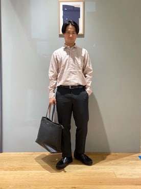 「ビジネス」｜「アイテム（モカシン/デッキシューズ）」を使った、北村さん（メンズ・164cm）の秋コーディネート