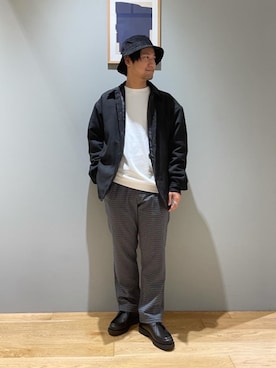 「green label relaxing（グリーンレーベルリラクシング）のアイテム（帽子）」を使った、北村さん（メンズ・164cm）の秋コーディネート