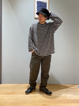 「green label relaxing（グリーンレーベルリラクシング）のアイテム（帽子）」を使った、北村さん（メンズ・164cm）の秋コーディネート