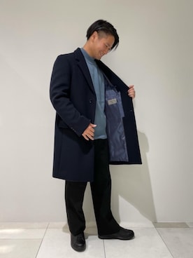 「green label relaxing（グリーンレーベルリラクシング）のアイテム（チェスターコート）」を使った、北村さん（メンズ・164cm）の秋コーディネート