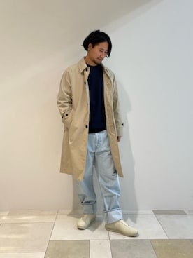 「green label relaxing（グリーンレーベルリラクシング）のアイテム（ステンカラーコート）」を使った、北村さん（メンズ・164cm）の冬コーディネート