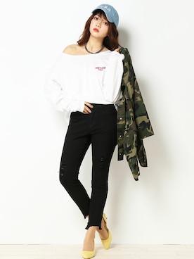 「FILA（フィラ）のアイテム（帽子）」を使った、COX公式オンラインモデルさん（レディース・162cm）の春コーディネート
