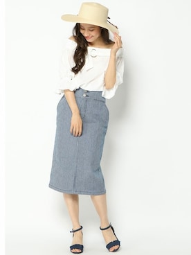 「カンカン帽」｜「アイテム（サンダル）」を使った、COX公式オンラインモデルさん（レディース・162cm）の夏コーディネート