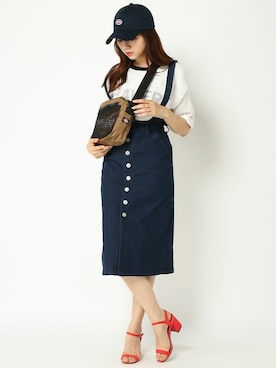 「Dickies（ディッキーズ）のアイテム（キャップ）」を使った、COX公式オンラインモデルさん（レディース・162cm）の夏コーディネート