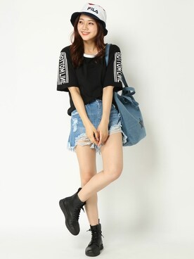 「FILA（フィラ）のアイテム（帽子）」を使った、COX公式オンラインモデルさん（レディース・162cm）の夏コーディネート