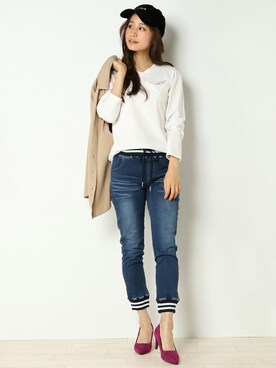 「FILA（フィラ）のアイテム（帽子）」を使った、COX公式オンラインモデルさん（レディース・162cm）の秋コーディネート