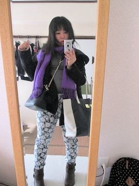 「no brand（ノーブランド）のアイテム（ストール/ショール）」を使った、Dyune(デュネ)さん（レディース・161cm）の冬コーディネート