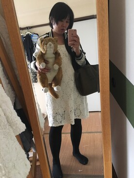 「AS KNOW AS plus（アズノゥアズプラス）のアイテム（スタジャン）」を使った、Dyune(デュネ)さん（レディース・161cm）の秋コーディネート
