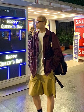 「PUBLIC SCHOOL（パブリックスクール）のアイテム（パンツ）」を使った、Eddy Liaoさん（メンズ・172cm）の春コーディネート