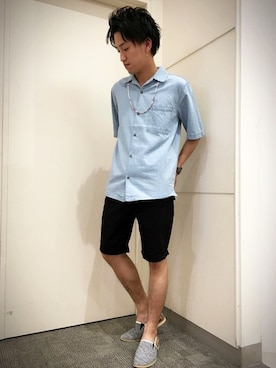 「アイテム（スリッポン）」を使った、kojiさん（メンズ・170cm）の夏コーディネート