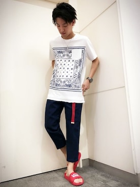 「バンダナ柄」｜kojiさん（メンズ・170cm）の夏コーディネート