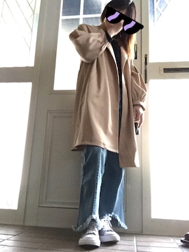 「natural couture（ナチュラルクチュール）のアイテム（ノーカラージャケット）」を使った、のぞみさん（レディース・154cm）の春コーディネート