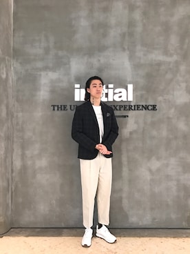 「initial（イニシャル）のアイテム（フォーマルスーツ/小物）」を使った、Dexterさん（メンズ・183cm）の春コーディネート
