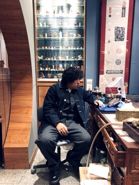 「アイテム（ベスト、シルバー系）」を使った、我是嘉奇さん（メンズ・167cm）の冬コーディネート