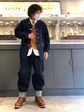 「Bronson（ブロンソン）のアイテム」を使った、我是嘉奇さん（メンズ・167cm）の冬コーディネート