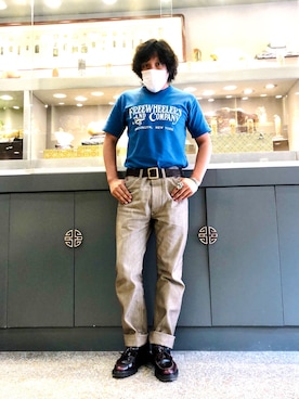 「FREEWHEELERS（フリーホイーラーズ）のアイテム（トップス）」を使った、我是嘉奇さん（メンズ・167cm）の夏コーディネート