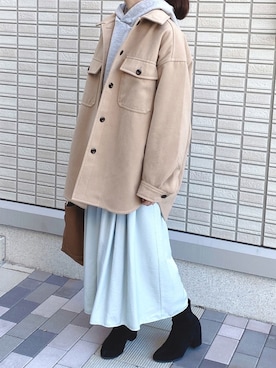 「reca（レカ）のアイテム（パーカー）」を使った、Ⓜ︎さん（レディース・158cm）の冬コーディネート