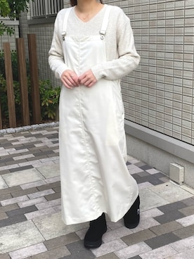 「アイテム（ジャンパースカート）」を使った、Ⓜ︎さん（レディース・158cm）の秋コーディネート