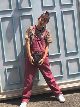 「原宿」｜「アイテム（オールインワン・サロペット）」を使った、ななかさん（レディース・161cm）の秋コーディネート