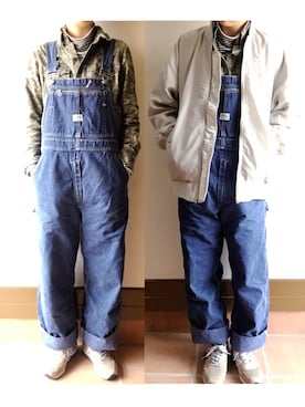 「迷彩」｜「アイテム（サロペット/オーバーオール）」を使った、ハルさん（レディース・158cm）の春コーディネート