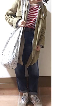 「赤ボーダー」｜ハルさん（レディース・158cm）の春コーディネート