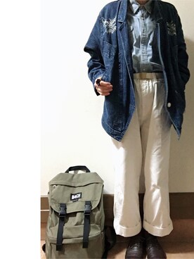 「MASTER&Co（マスターアンドコー）のアイテム（チノパンツ）」を使った、ハルさん（レディース・158cm）の春コーディネート