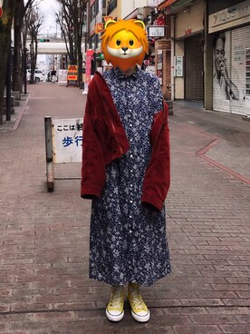 「R&D.M.Co OLDMAN’S TAILOR（オールドマンズテイラー）のアイテム（ワンピース/ドレス）」を使った、ハルさん（レディース・158cm）の春コーディネート