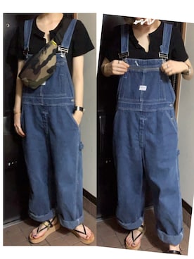 「迷彩」｜「アイテム（サロペット/オーバーオール）」を使った、ハルさん（レディース・158cm）の夏コーディネート
