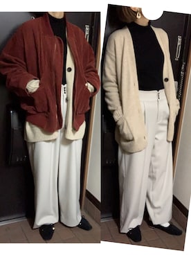 「靴下屋」｜ハルさん（レディース・158cm）の冬コーディネート