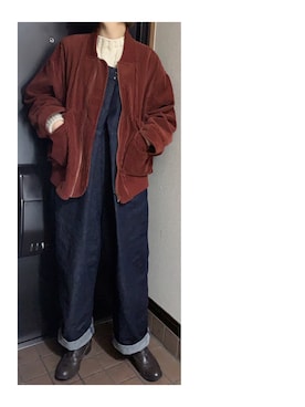 「nest Robe（ネストローブ）のアイテム（サロペット/オーバーオール）」を使った、ハルさん（レディース・158cm）の冬コーディネート