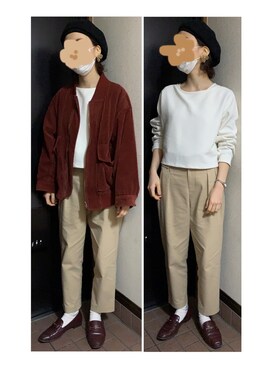 「ビットローファー」｜「アイテム（ハンチング/ベレー帽）」を使った、ハルさん（レディース・158cm）の春コーディネート