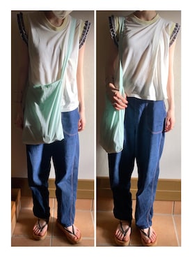 「Tricote（トリコテ）のアイテム」を使った、ハルさん（レディース・158cm）の夏コーディネート