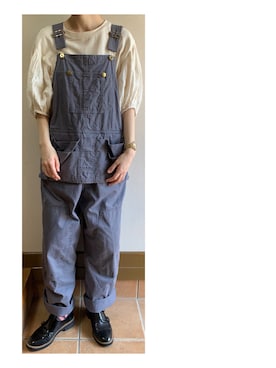 「MASTER&Co（マスターアンドコー）のアイテム（オールインワン・サロペット）」を使った、ハルさん（レディース・158cm）の秋コーディネート