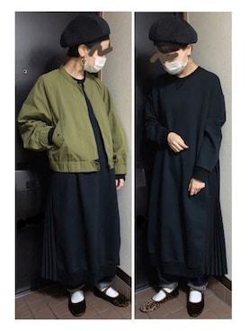 「プリーツ」｜「アイテム（ブルゾン）」を使った、ハルさん（レディース・158cm）の秋コーディネート