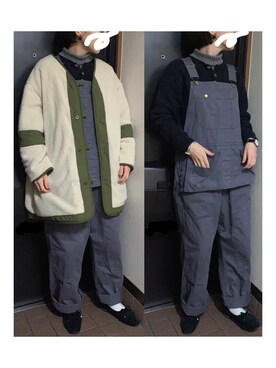 「MASTER&Co（マスターアンドコー）のアイテム（オールインワン・サロペット）」を使った、ハルさん（レディース・158cm）の冬コーディネート