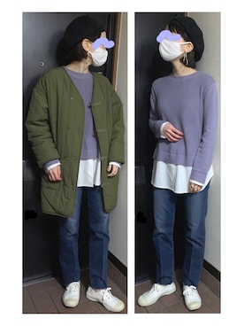 「ラベンダー」｜「アイテム（ブルゾン）」を使った、ハルさん（レディース・158cm）の春コーディネート