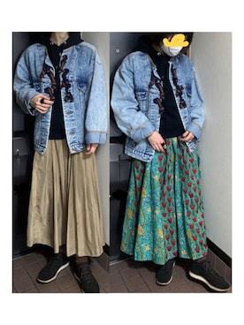 「リメイクデニム」｜「アイテム（レッグウェア）」を使った、ハルさん（レディース・158cm）の春コーディネート