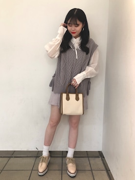 「パステルコーデ」｜ホナミさん（レディース・154cm）の春コーディネート