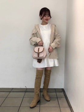 「Heather（ヘザー）のアイテム（その他アウター）」を使った、ホナミさん（レディース・154cm）の秋コーディネート