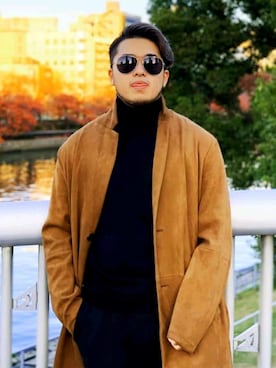 「ZARA MAN」｜「アイテム（チェスターコート）」を使った、Yoma Azechiさん（メンズ・173cm）の冬コーディネート