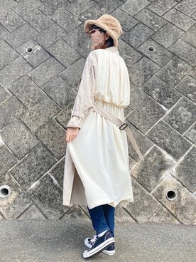 「秋のカフェオレコーデ」｜「アイテム（トレンチコート）」を使った、みー🌷さん（レディース・165cm）の秋コーディネート