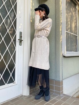「OZOC（オゾック）のアイテム（ワンピース/ドレス）」を使った、みー🌷さん（レディース・165cm）の冬コーディネート
