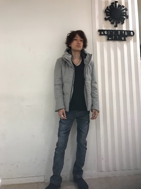 「アイテム（ダウンジャケット/コート）」を使った、Kouchiさん（メンズ・173cm）の秋コーディネート